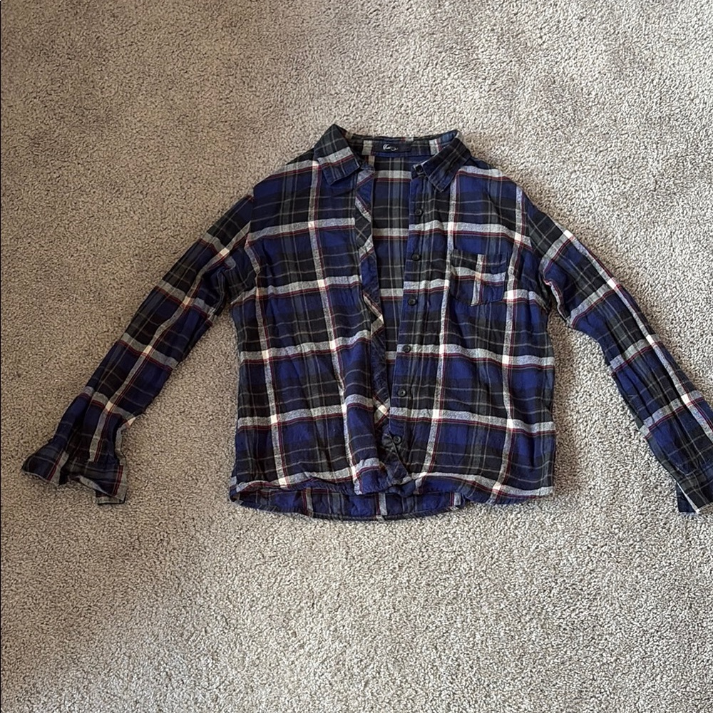 Plaid Shirt - Blue and White